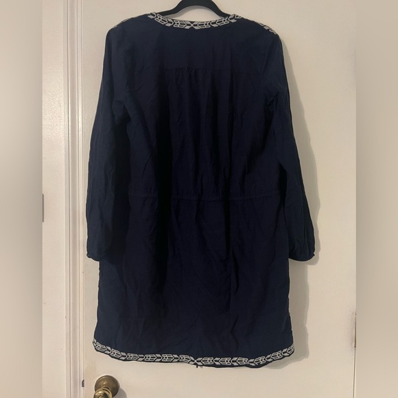 GAP Navy Dress Ivory Embroidery drawstring waist with pockets size L (K124) - Picture 8 of 14
